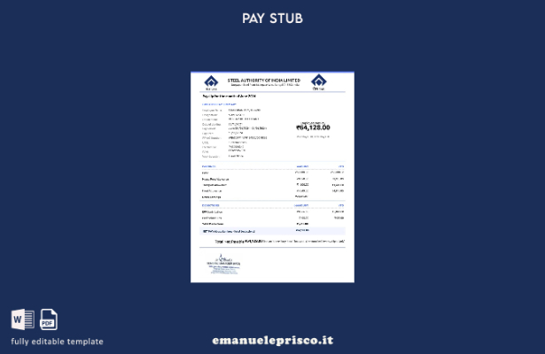modello di busta paga della Steel Authority of India in stile verificato